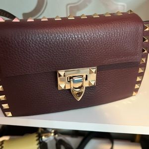Brand New Rockstud Burgundy Crossbody